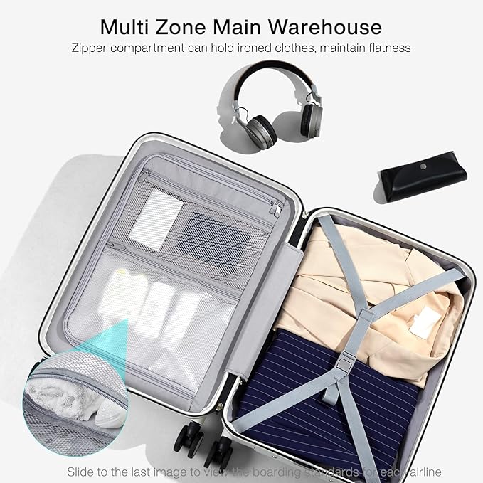 Hanke Grace Expandable Carry On Luggage with Wheels Airline Approved Hard Shell Suitcases with Front Pocket，Top Opening Luggage with TSA Lock for Short Business Travel, Jet Black.