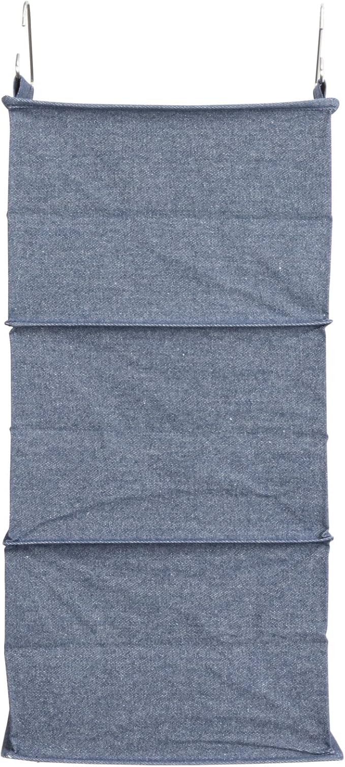 Household Essentials Hanging Cotton Blend Closet Organizer with 3 Storage Shelves, Denim