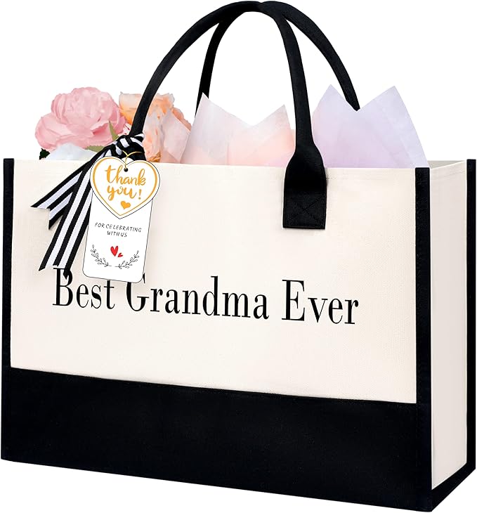 BAGAIL Initial Tote Bag, Personalized Birthday Gifts for Women, Teacher, Friends, Mom, Wedding, Monogrammed Beach Bag