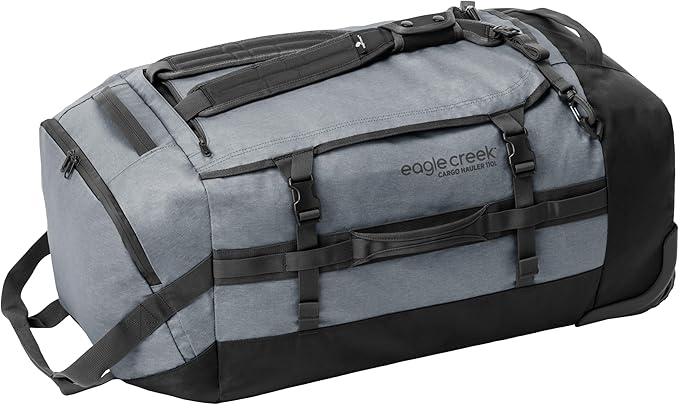 Eagle Creek Cargo Hauler Wheeled Duffel - Durable Duffel Bag for Travel - Easy Access Compartment - Deployable Backpack Straps - Lockable Zipper Opening - Charcoal - 110L
