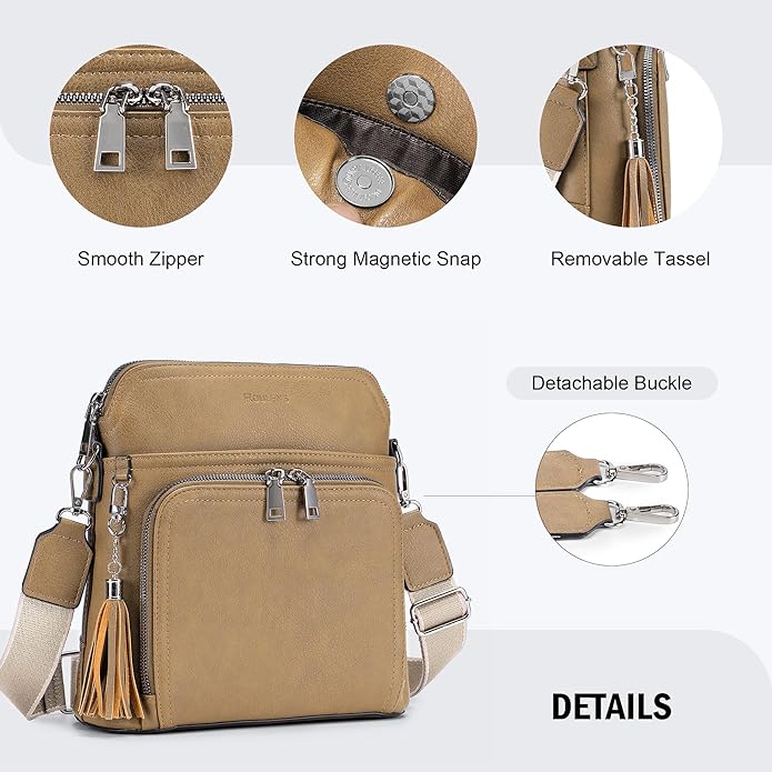 Crossbody Purse for Women,Lightweight Medium Crossbody Bag Soft Leather Women's Shoulder Handbags with Tassel