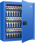 Uniclife 60 Keys Key Lock Box with Code, Wall Mount Key Box, Key Cabinet with Key Racks and Tags, Lock Box for Keys, Key Lockbox, Key Storage Box for Home Office & Company, Blue
