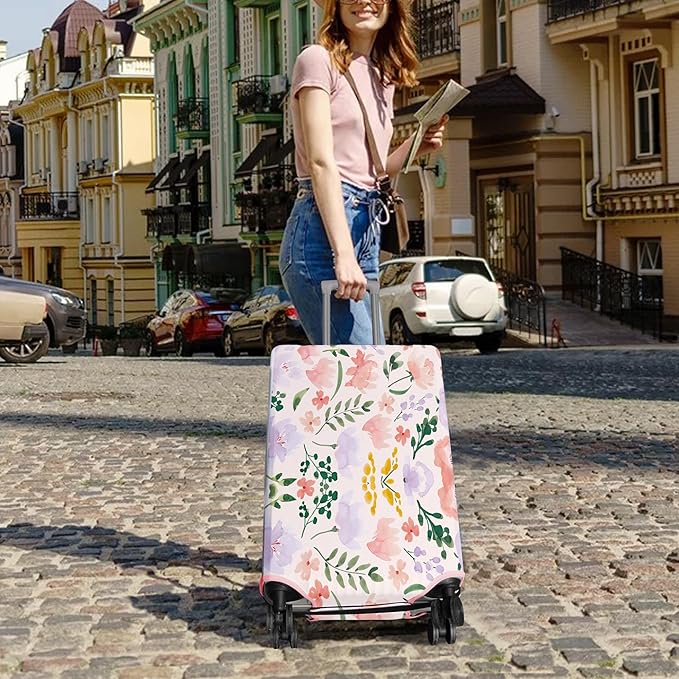 Travel Luggage Cover Suitcase Protector Fits 18-32 Inch Wheel Covers PatternedTravel Related Items Flower Luggage Protector Elastic S