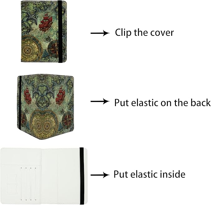 Old Pirate Map Passport Holder for Women and Men PU Leather Passport Cover for Travel