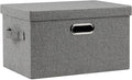 Medium 15" 21 Quart Collapsible Stackable Storage Bins with Lids, 1 Pack Gray Foldable Fabric Closet Storage Boxes with Lids, 4 Handles Heavy-duty Linen Cube Baskets for Bedroom