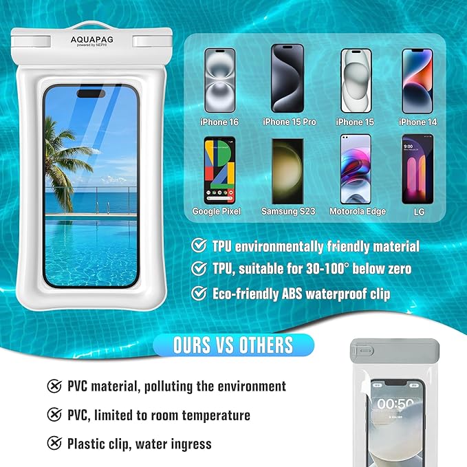 NEPHI IP68 Waterproof Phone Pouch -Up to 8.0"，Adjustable Neck Lanyard Floating Waterproof Phone Case for iPhone,Phone Dry Bags for Vacation Beach Pool Travel Essentials (Assorted Colors 4 Pack)