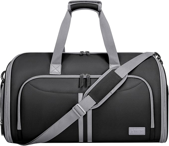 BALEINE Convertible Garment Bag with Shoe Compartment, 2 in 1 Carry on Garment Duffle Bags for Travel, Suit Bag for Men Women (Black)