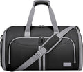 BALEINE Convertible Garment Bag with Shoe Compartment, 2 in 1 Carry on Garment Duffle Bags for Travel, Suit Bag for Men Women (Black)