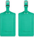 Travelambo Luggage Tags for Suitcases Faux Leather Privacy Protection 2 Pack Bag Tags Travel Accessories Essential, Blooming Green