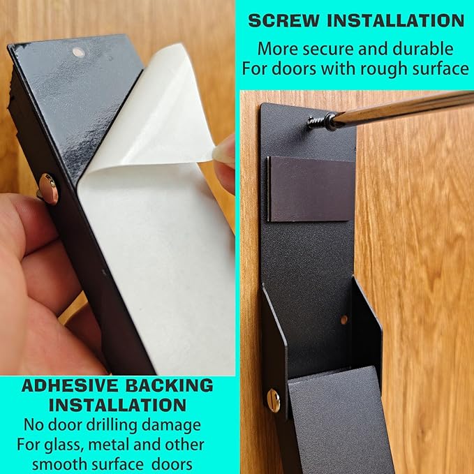 Door Stoppers No Drilling, Kick Down Door Stop, Door Stops for Bottom of Door, One Touch Rubber Door Stop Holder Keep Door Open, Self-Adhesive or Screw Easy Install, Upgraded Anti-Slip Rubber