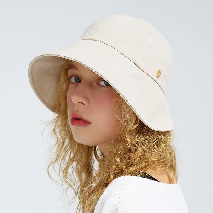 Linen Victorian Bonnet Hat Sun Cap, Foldable Summer Visor | New Katy