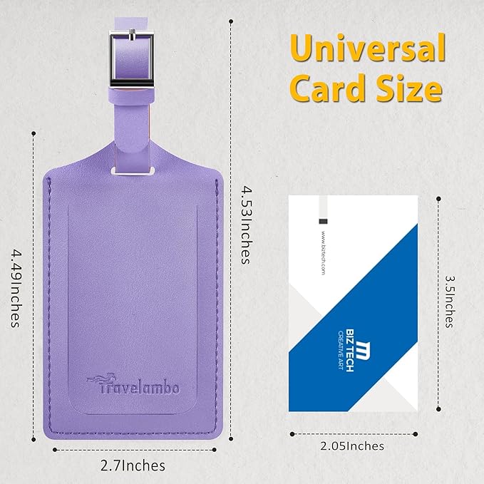 Travelambo Luggage Tags for Suitcases Faux Leather Privacy Protection 30 Pack Bag Tags Travel Accessories Essential, Classic Purple