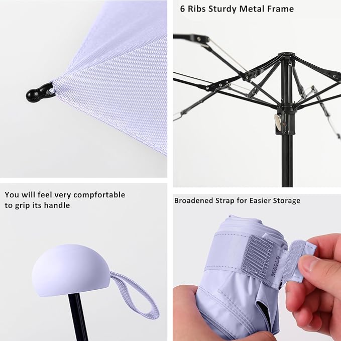BAODINI Travel Mini Umbrella for Purse With Case Small Compact UV Sun Protection Sun Lightweight Tiny Pocket Umbrella for Women Girls and Men