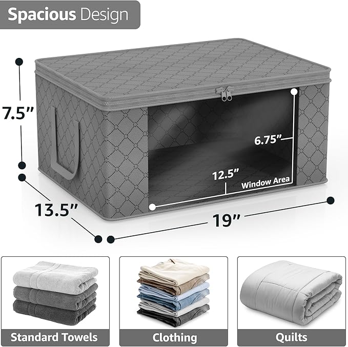 Sorbus Medium Clothes Storage Bags - Foldable Blanket Storage Bins for Organizing Bedroom, Closet, Clothing, Comforter, Organization with Clear Window, Lids and Carry Handles - Set of 11