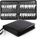 Portable Zippered Key Case, Leather Key Organizer with Handle, 32 Key Capacity, for Real Estate Sales, Hotel Executives, Car Service (Black)