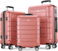 SHOWKOO Luggage Sets Expandable PC+ABS Durable Suitcase Sets Double Wheels TSA Lock Rose Gold 3pcs