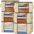 Fab totes 24 Gallons Clothes Storage, Foldable Thick Fabric Blanket Storage Bags, Containers for Organizing Bedroom, Closet, Clothing, Comforter, Organization with Handle (6 Pack,Beige)