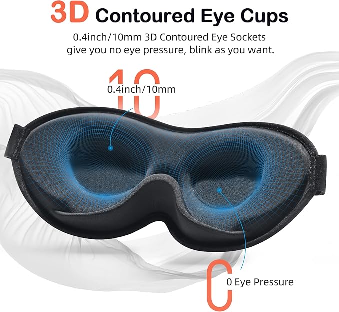 INNELO Sleep Mask for Side Sleeper, Eye Mask Sleeping Women Men, 100% Light Blocking 3D Contoured Cup Sleeping Mask Soft No Eye Pressure Cover Blindfold Night Shade for Travel Nap Yoga, Pink