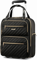 LUGGEX Underseat Carry On Luggage with Wheels, Stylish Lightweight Under Seat Luggage, Soft Sided Personal Item Suitcase for Short Trip (Black, 16 Inch)