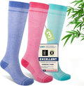 Mens Compression Socks for Men Women, 15-20 mmHg Bamboo Viscose Knee High Soft Support for Travel Daily