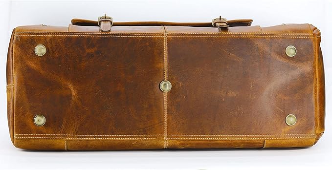 KomalC Leather Duffel Bags for Men and Women Full Grain Leather Travel Overnight Weekend Leather Bags Sports Gym Duffel for Men (Tan, 24 Inch)