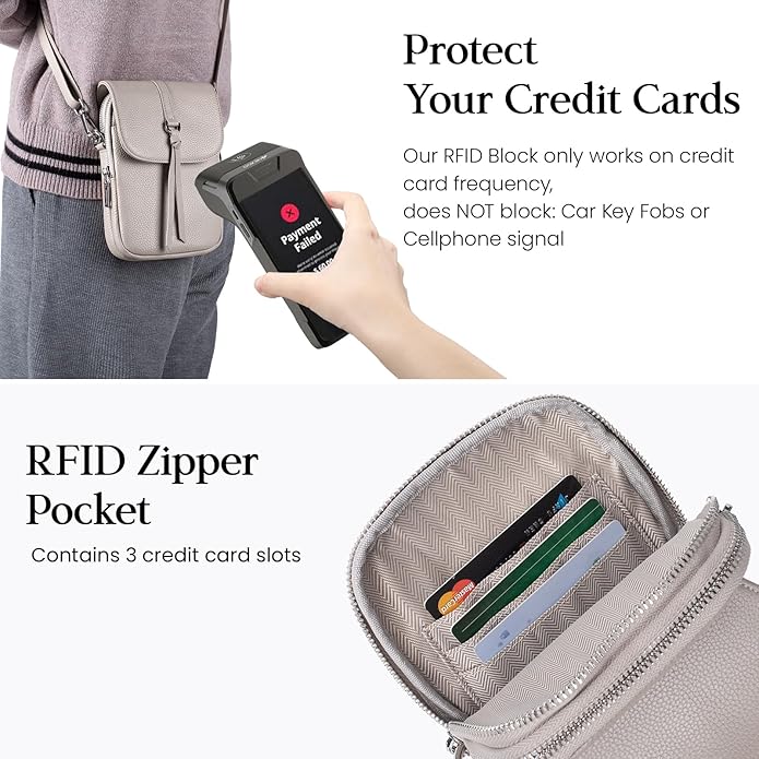 befen Genuine Leather Small Crossbody Bags for Women, Multi Pocket Cell Phone Crossbody Purse with RFID Blocking Card Slots