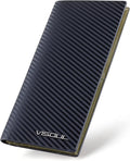 VISOUL Mens Checkbook Leather Wallets Long Bifold Wallets for Men Suit Wallet with 3 Cash Compartments 12 Credit Card Slots (Black+Olive Green)
