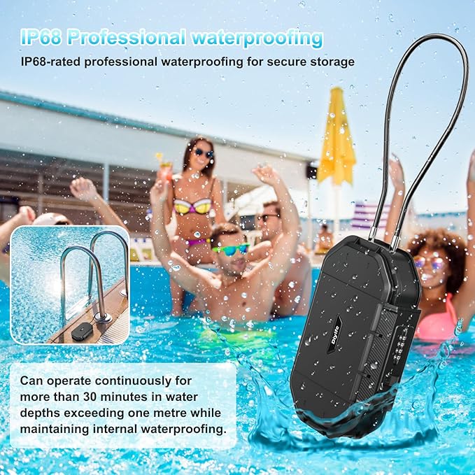 Portable Safe Box, Travel Safe Lock Box with Code, 4 Digit Combination Lock Waterproof Anti-Theft Lock Box with Removable Chain, Portable Lockbox for Beach Outdoor Dorm Hotel Home Car