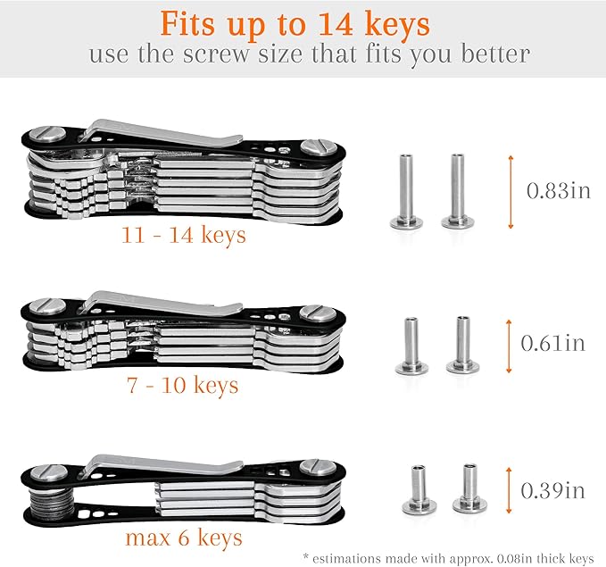 EM Premium Products Compact Key Holder - Pocket Key Organizer - 14 Keys Key Bar