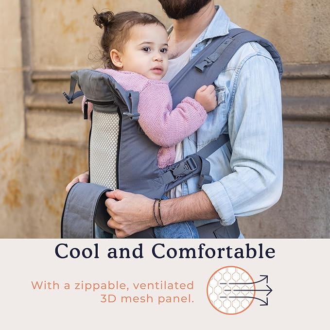 Beco 8 Baby Carrier from Newborn to Toddler (7-45lbs) - All in 1 Hybrid Front, Hip and Backpack Style Carrier with Breathable, Cooling Mesh - Dark Grey