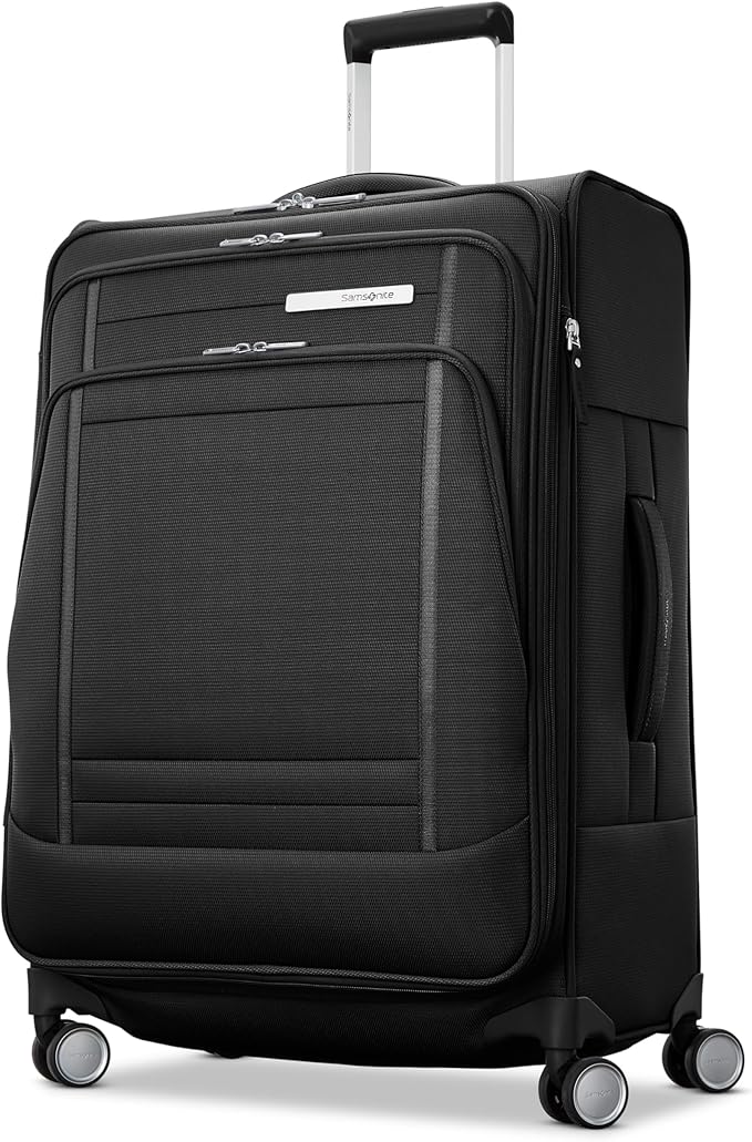 Samsonite UpLIFT Lightweight Large Checked Softside Luggage with Spinner Wheels - Expandable - Airline-Approved, Polyester Soft Suitcase for Ultra Light Travel - Black