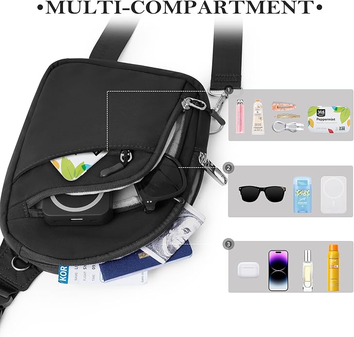 TOPEAST Anti Theft Crossbody Bag for Women Men, Small Sling Bag Crossbody Bags for Women Travel Sport Hiking Workout