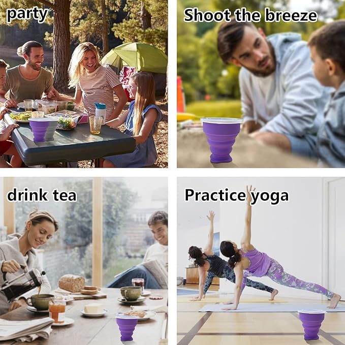 Collapsible Cup - Silicone FoldableCup Expandable Folding Drinking Cups -Reusable Portable Mugs-Cup For Travel, Camping, Hiking, Holiday Vacation, Outdoor Sports