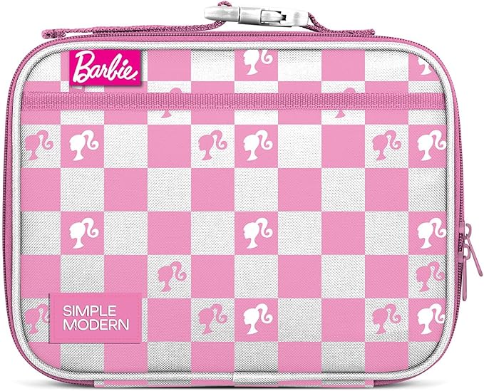 Simple Modern Mattel Barbie Kids Lunch Box for School | Reusable Insulated Lunch Bag for Toddler, Girl, and Boy | Meal Container with Exterior & Interior Pocket | Hadley Collection | Barbie Checkmate