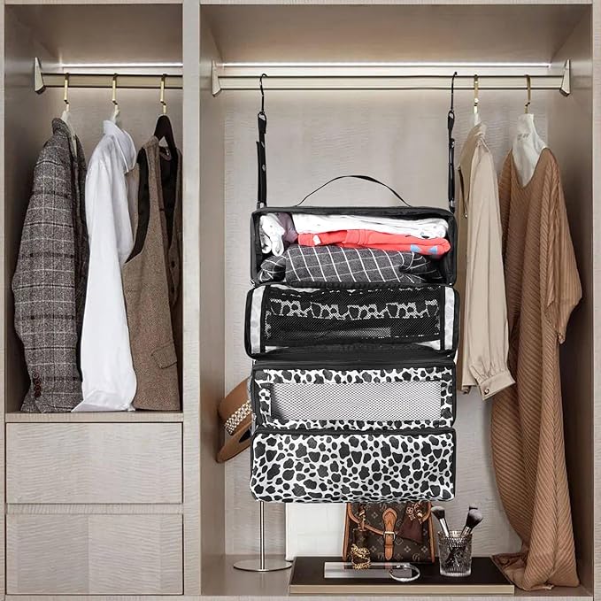 Suitcase Organizer, Travel Luggage Organizer Portable Hanging Travel Shelves Collapsible Hanging Packing Cubes for Carry on Suitcase