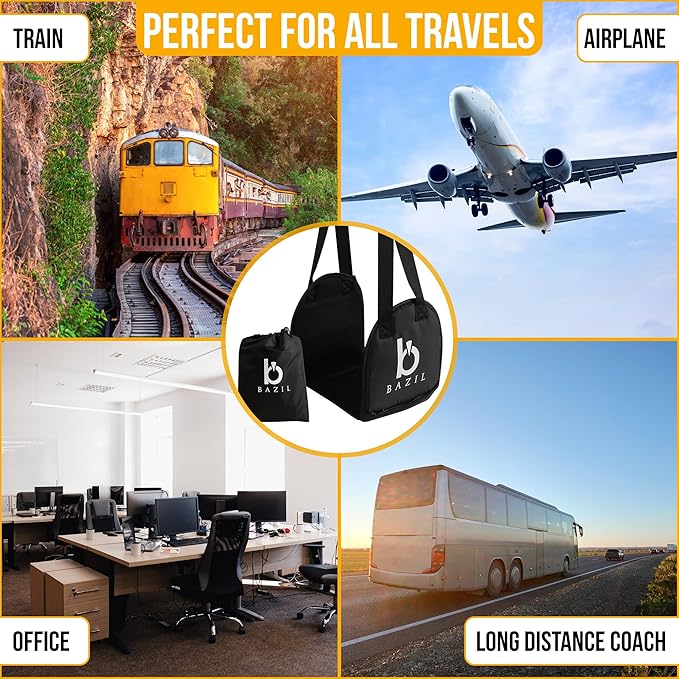 BAZIL Airplane Foot Hammock - Portable and Adjustable Foot Hammock - Airplane Travel Essential for Relaxing Your Journey - Footrest for Car and Office Use