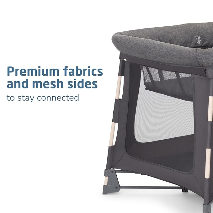 Maxi-Cosi Swift Baby Playard with Mat, Baby Playpen, Play Yard with Bassinet, Portable Playpen for Babies and Toddlers, Classic Graphite