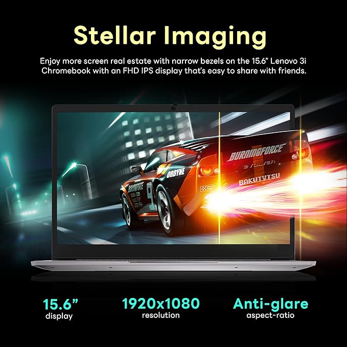 Lenovo Ideapad 3 15.6" FHD Chromebook, Intel Celeron N4500, 4GB LPDDR4X, 224GB Storage (64GB SSD + 160GB Docking Station Set), Number Pad, Webcam, Wi-Fi 6, Chrome OS, Gray