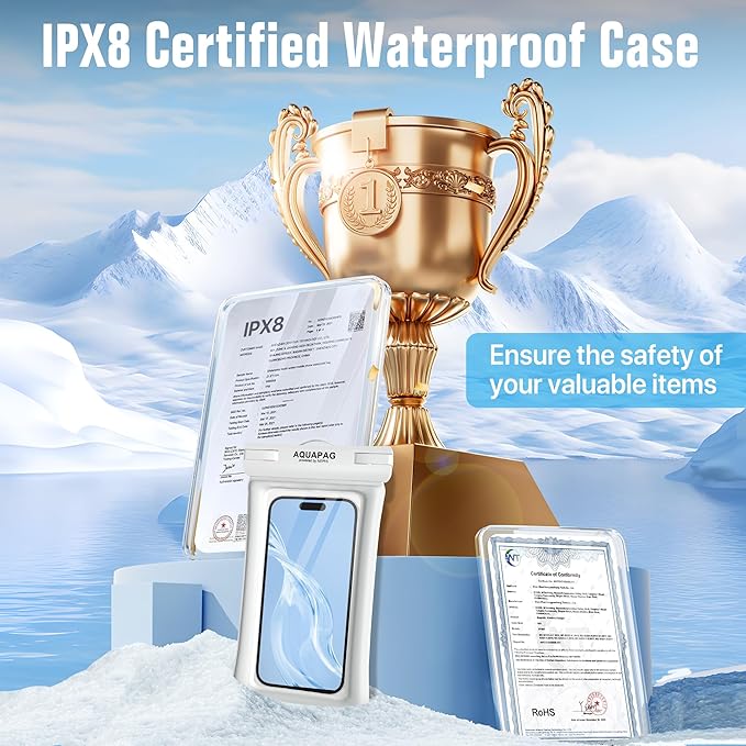 NEPHI IP68 Waterproof Phone Pouch -Up to 8.0"，Adjustable Neck Lanyard Floating Waterproof Phone Case for iPhone,Phone Dry Bags for Vacation Beach Pool Travel Essentials (Assorted Colors 4 Pack)