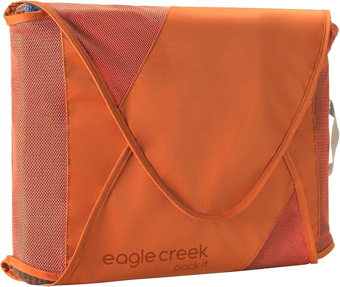 Eagle Creek Pack-It Original Garment Folder - Travel Garment Bag with Compression Wings to Maximize Luggage Space - Convenient Top Handle - Quick Drying Material - Mandarin - X Large