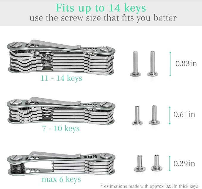 EM Premium Products Compact Key Holder - Pocket Key Organizer - 14 Keys Key Bar
