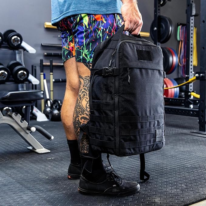 SERIOUS STEEL FITNESS Gym Bag, Rip-Resistant Fabric, Heavy Duty (Black, Backpack (Pro-Mini (26L) with Dividers))