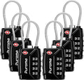 Puroma 6 Pack TSA Approved Luggage Locks, 4 Digit Combination Travel Locks Resettable Code Lock with Zinc Alloy Body for Suitcase, Toolbox, Backpack, Bag, Gym Locker (Black)