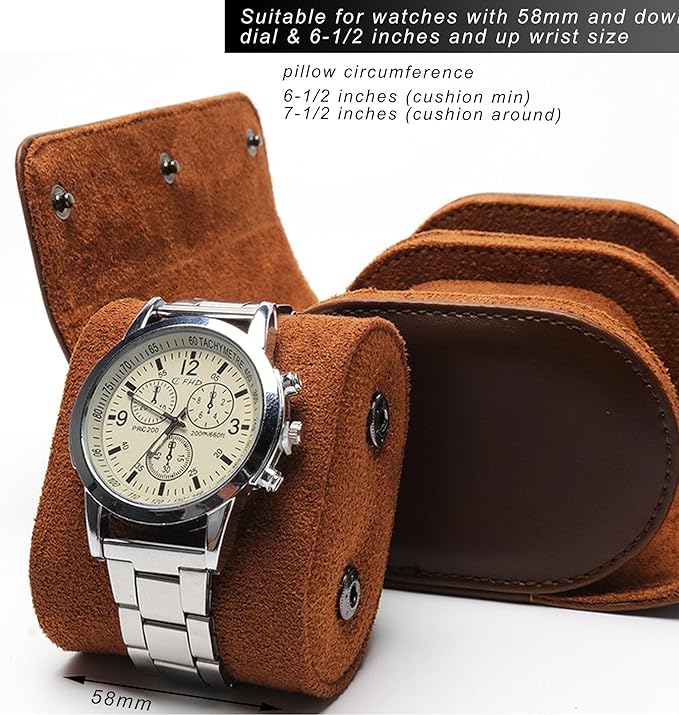 Longjet Watch Roll Travel Case for Men Portable Watches Organizer Box with Removable Velvet Pillow Holder (2 Slot Brown)