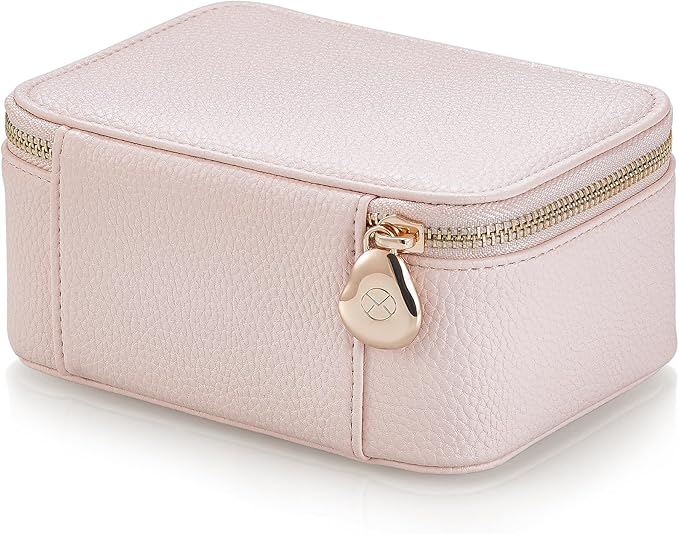 Vlando Graduation Gifts, Jewelry Box with 8 Velvet Jewelry Bags Travel Jewelry Case for Women Girls Jewelry Organizer Necklace Rings Earrings Bags Gift Ideas for Teacher Birthday Bride (Pink)