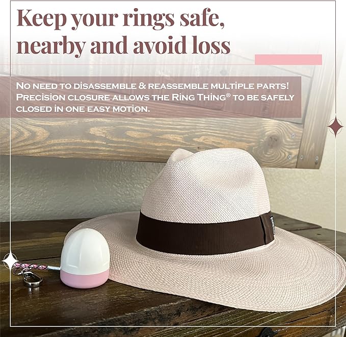 RING THING - Ring Holder Keychain, Jewelry Organizer and Storage, Portable Waterproof Ring Holder, Pill Box Keychain Container, Gym Accessory, and Travel Ring Case (Pink Confetti)
