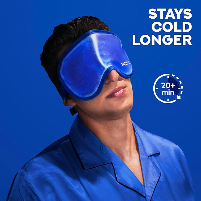 Ticlo's Cooling Eye Mask for Puffy Eyes - Gel Mask for Sleeping, Cold Compress for Dark Circles, Reusable for Migraines, Headaches, and Post-Surgery Recovery, Ice Pack