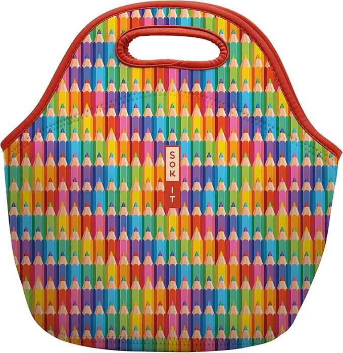 Sok It LunchTote Zippered Bag Insulated Neoprene Caddy (Work of Art, Large 4.5 Quart Lunch Tote)