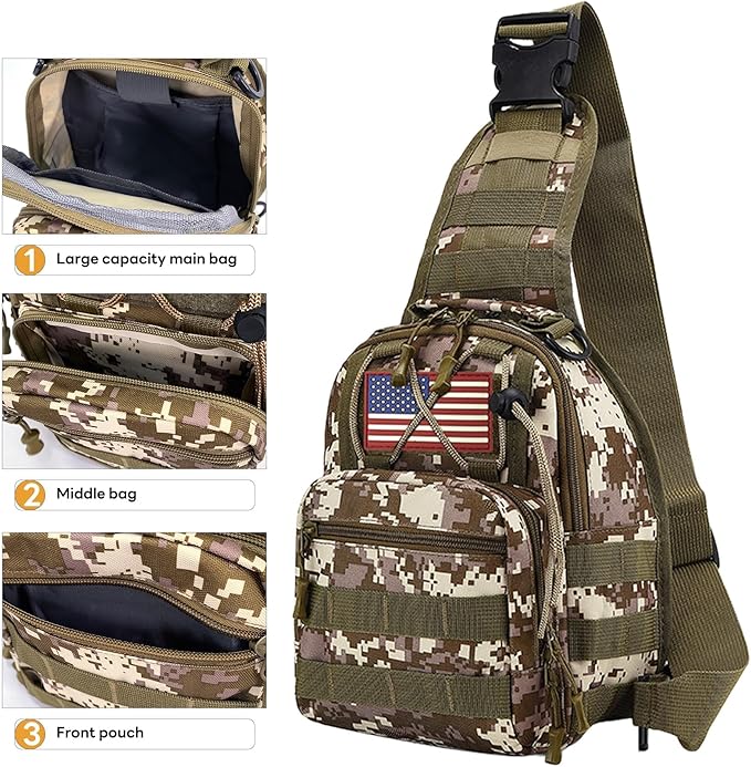 80L 2Pcs Hiking Backpack for Men with Sling Tactical Backpack - Rucksack Molle Military Tactical Waterproof Lightweight Camping Backpack 3 Day Assault Pack for Travel, Climbing, Backpacking