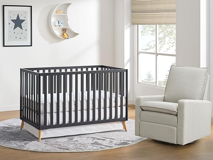 Oxford Baby Cozy Nest Convertible Island Crib, Midnight Slate/Natural